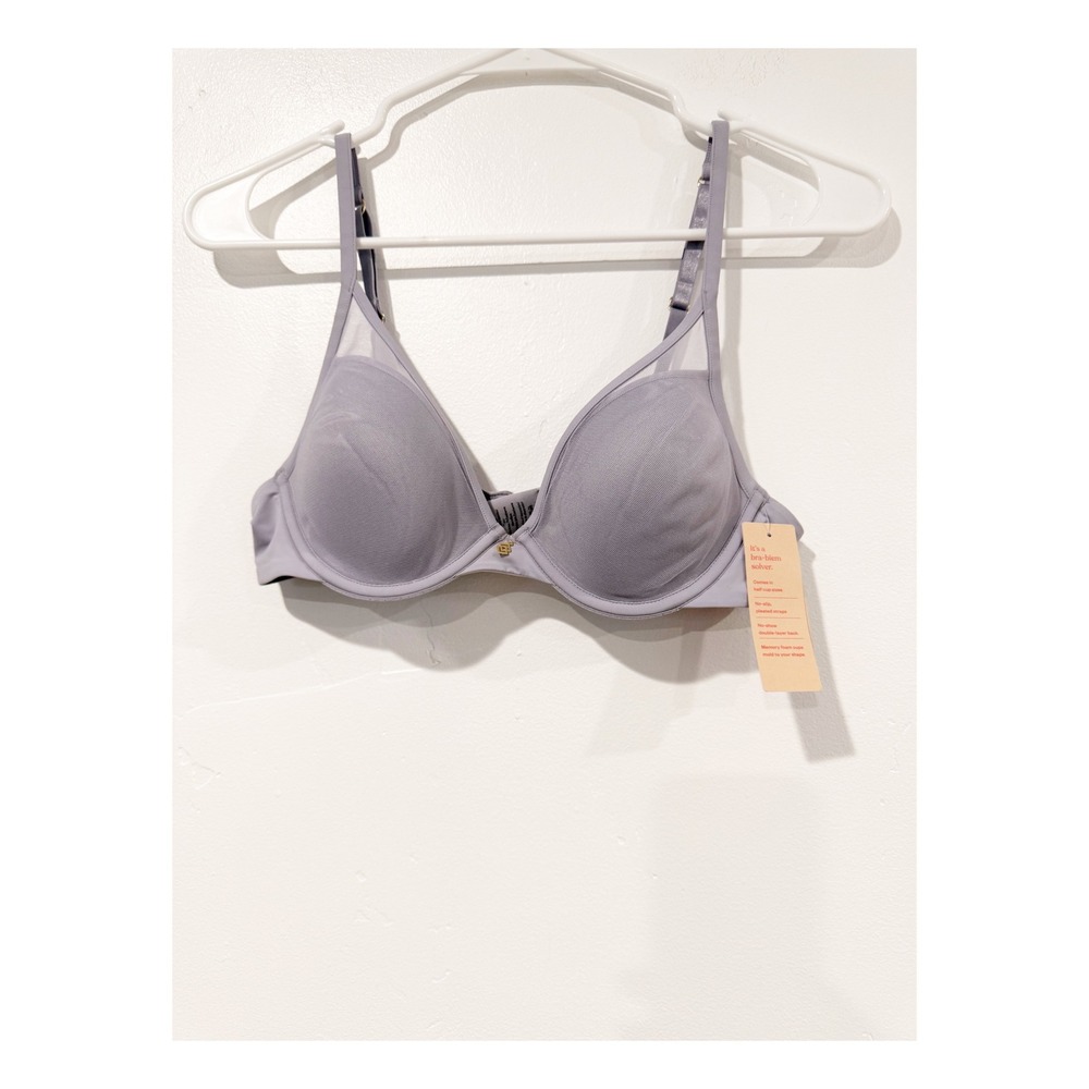 ThirdLove 24/7 Uplift Plunge Bra Lavender Purple Mesh Overlay 36A NEW